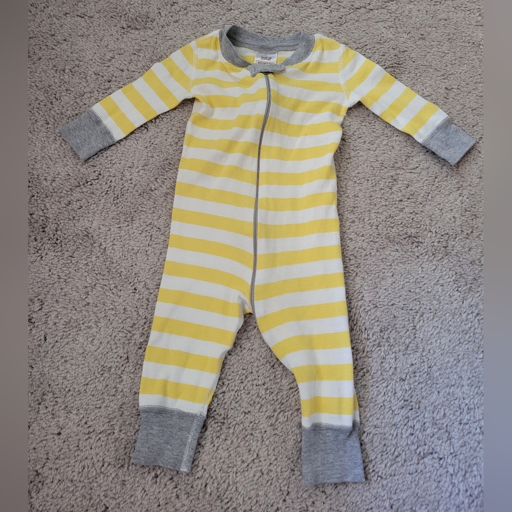 Hanna Andersson Yellow and Gray Striped Footie